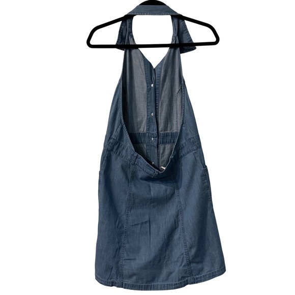 Free People Sami‎ Denim Mini Dress Collared Halter Sleeveless Button Down - Picture 5 of 12
